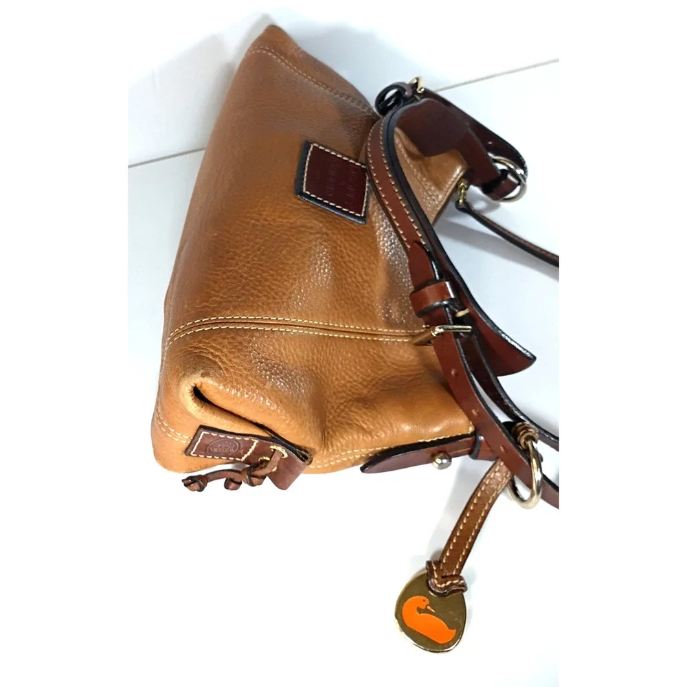 Dooney & Bourke Tan Pebbled Leather Hobo Bag Duck Charm Shoulder Purse